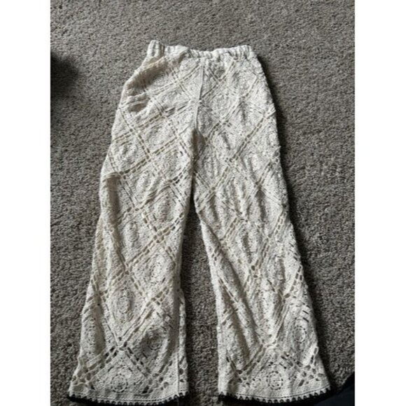 Ultra Pink Crohet Lined Pants Costal Boho Elastic Wasit Size Small Beach Pull On - Picture 12 of 13